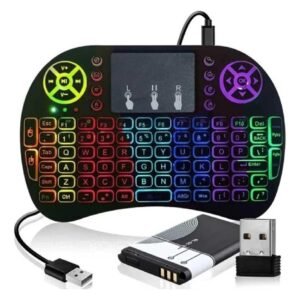 Mini Teclado Sem Fio LED Wireless Keyboard com Touchpad USB TV Box Pc Console Celular
