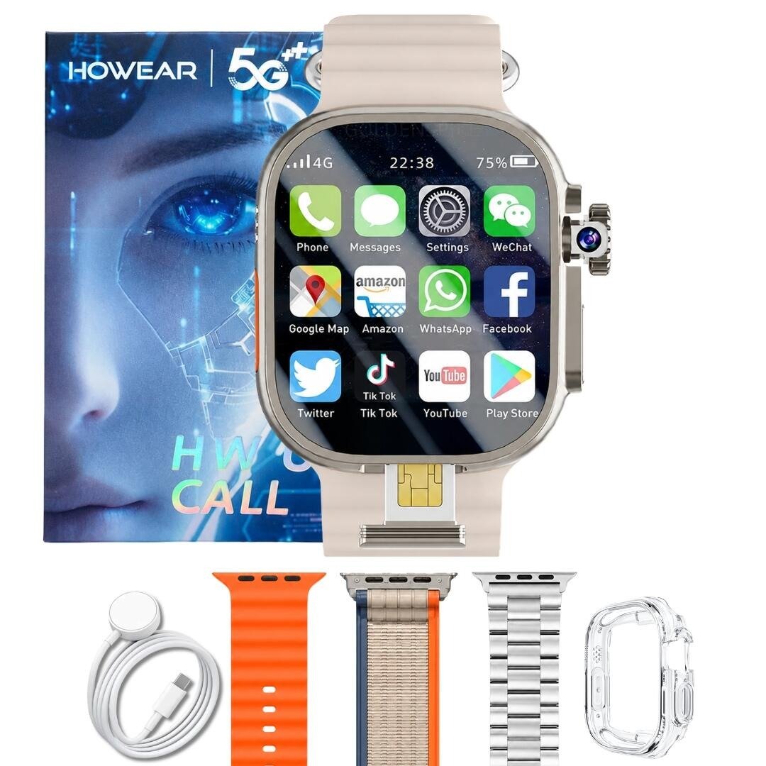 Smartwatch Howear HW Ultra 3 Call 5G - 4GB RAM, 64GB, Android, Câmera, AMOLED