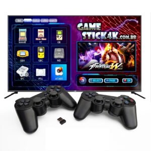 Game Stick 4K Lite com 20.000 Jogos e 2 Controles Sem Fio