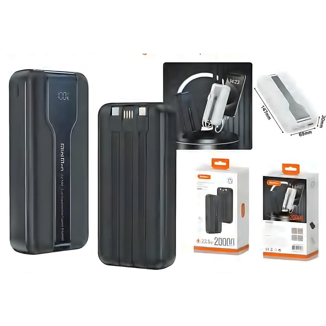 Power Bank MiniMen 10.000mAh com Carregamento Rápido 22,5W - Compacto e Eficiente