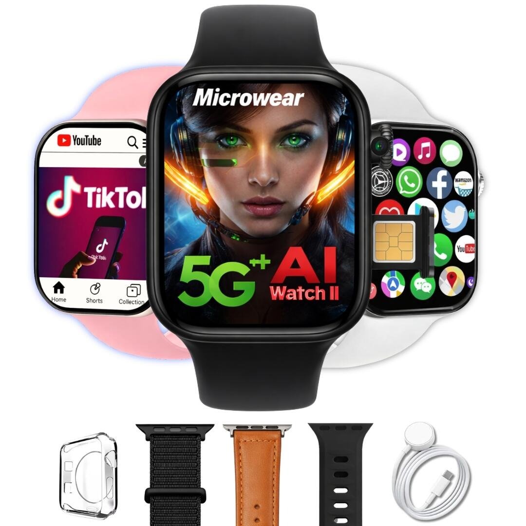 Smartwatch Microwear W11Ai 5G - Android 9, Câmera 4MP, 2GB RAM, 16GB Armazenamento