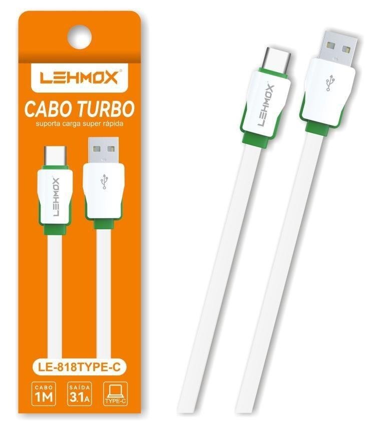 Cabo USB Tipo C Turbo 3.1A 1M Lehmox - Alta Velocidade e Design Antienrolamento