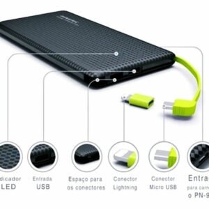 Power Bank Pineng PN-951 10.000mAh - Carregador Portátil Universal com Adaptador Lightning