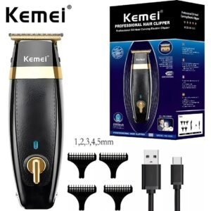 Máquina de Cortar Cabelo Kemei KM-1834 Profissional USB Preto/Dourado