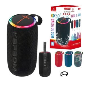Caixa de Som Bluetooth KA-8883 Impermeável com LED - 14W RMS