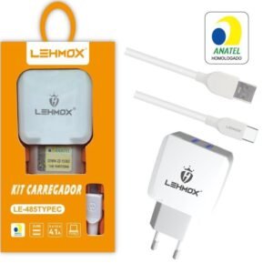 Carregador Universal 2 USB com Cabo Tipo C 1,2m LE-485 Lehmox