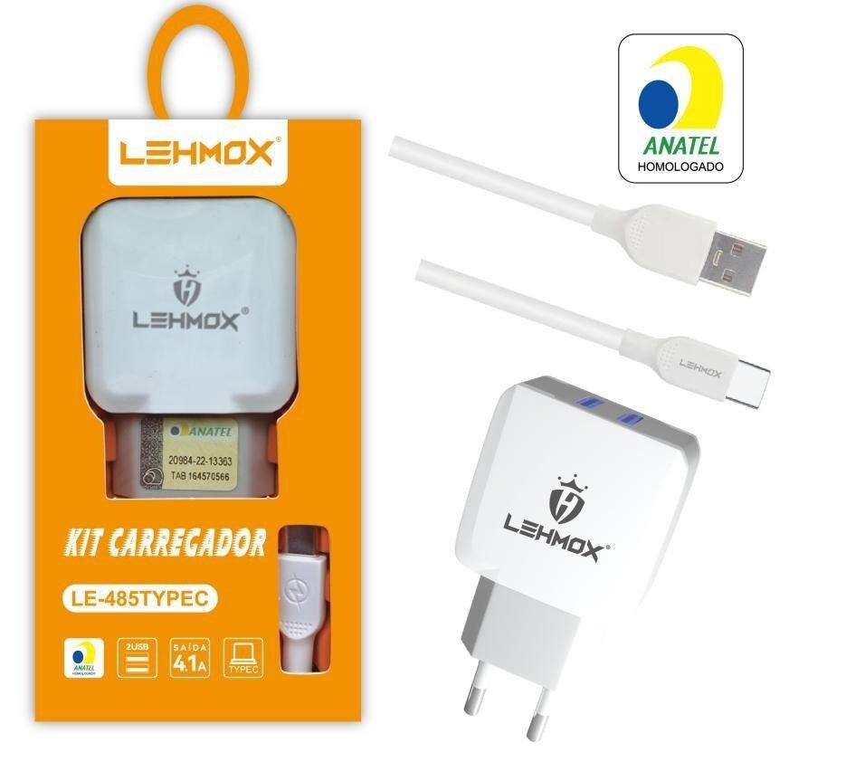 Carregador Universal 2 USB com Cabo Tipo C 1,2m LE-485 Lehmox