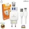 Carregador Universal 2 USB com Cabo Lightning 1,2m - Lehmox LE-485