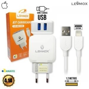 Carregador Universal 2 USB com Cabo Lightning 1,2m - Lehmox LE-485