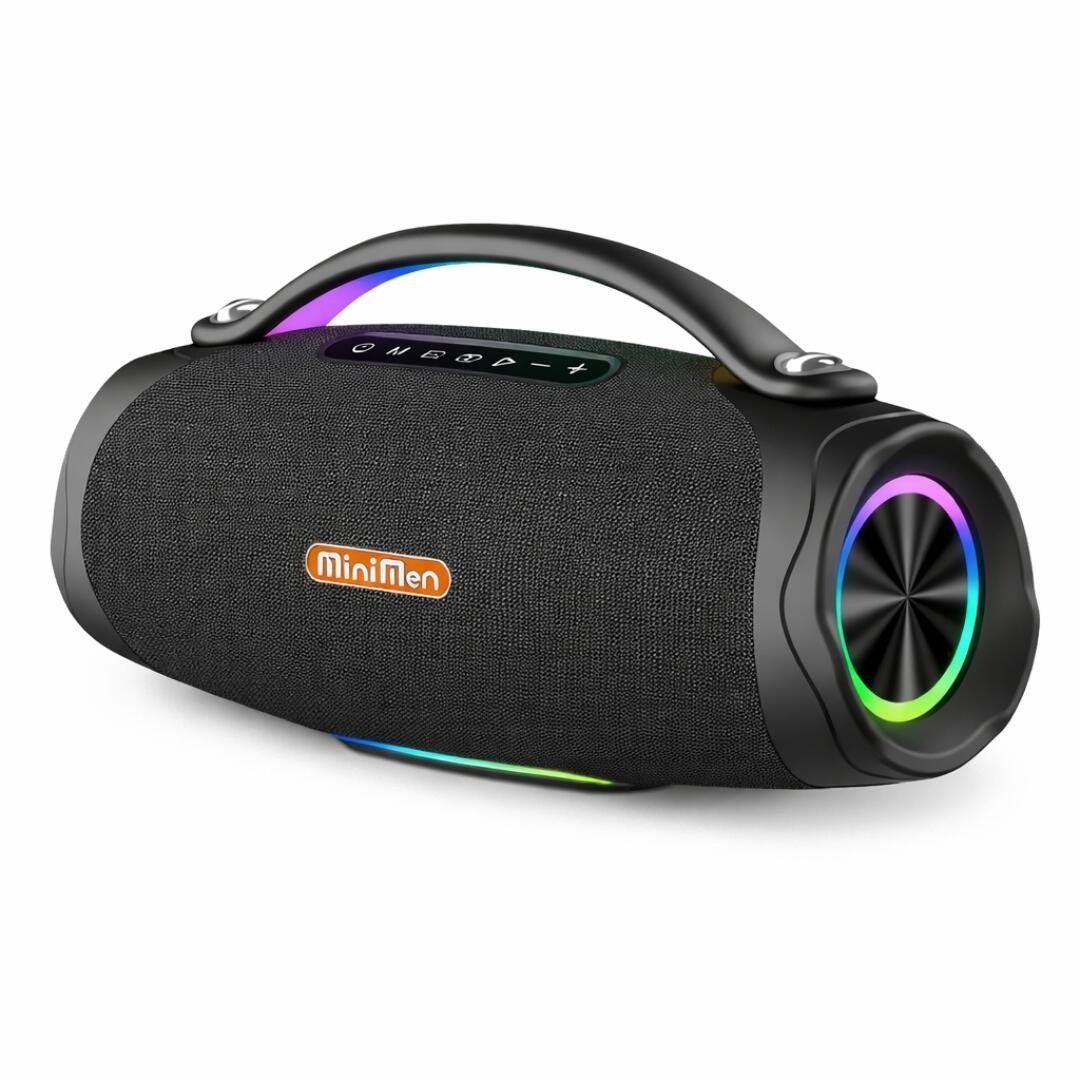 Caixa de Som Bluetooth Portátil Mini Men MM-YX763 300W com Iluminação RGB